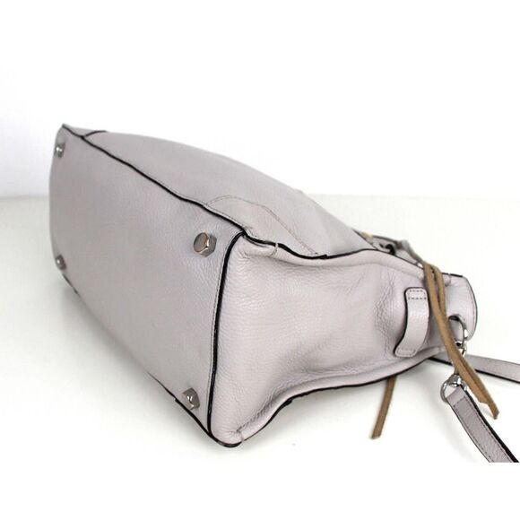 Rebecca Minkoff LIGHT GRAY GENUINE LEATHER SATCHEL SHOULDER BAG X-BODY HANDBAG - Picture 7 of 16